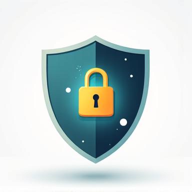 Un bouclier avec un cadenas symbolisant la protection des données et la sécurité.
